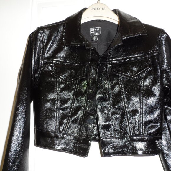 Guess Petra Cropped Faux-Leather Jacket- NEW - Picture 5 of 13